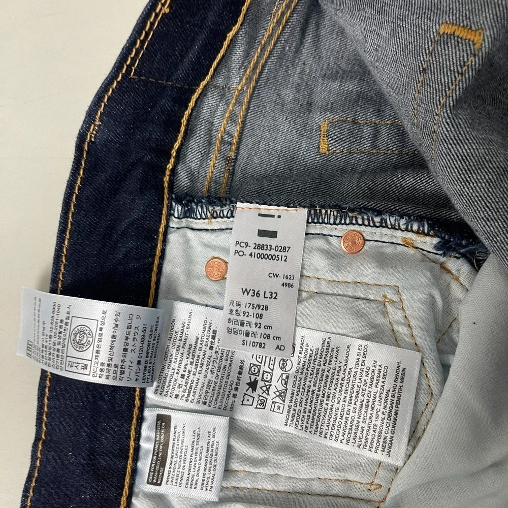 Levis Jeans Mens 36x32 Blue 512 Slim Taper Dark Wash Indigo Denim Preppy Casual